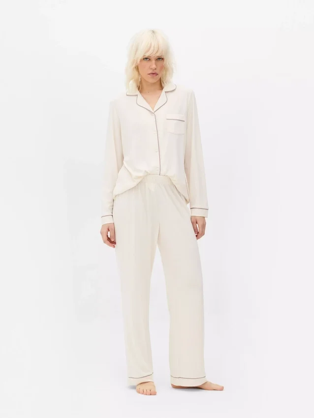 Jersey-pysjamaser med lange ermer i boyfriend-stil