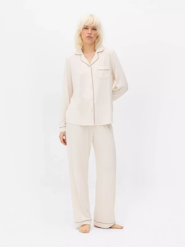 Jersey-pysjamaser med lange ermer i boyfriend-stil