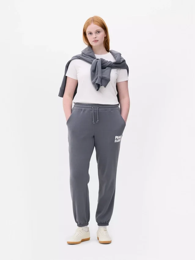 Joggebukse med mansjetter og trykk