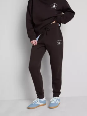 Joggebukser i bomullsblanding med trykk
