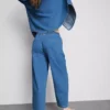 Joggebukser i bomullsdenim med avsmalnende ben