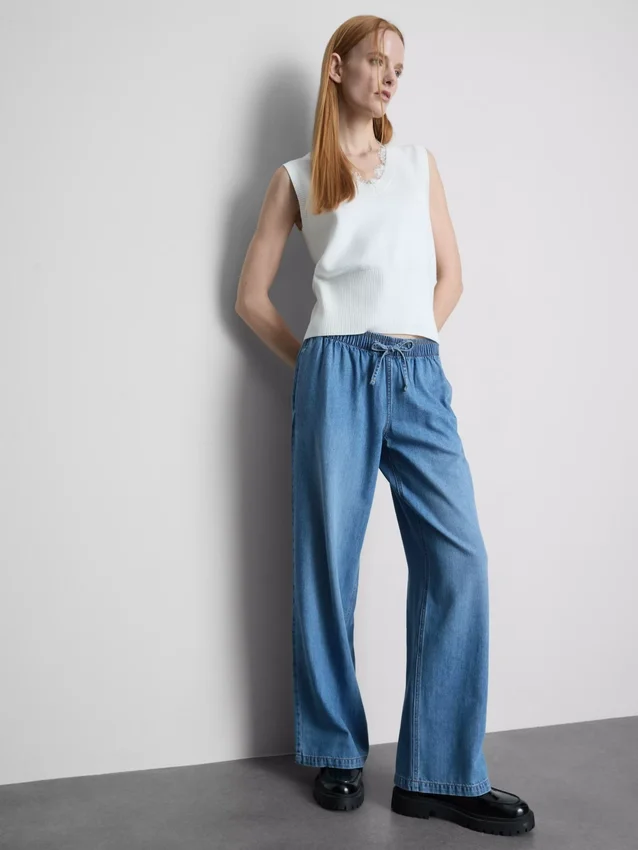 Joggebukser i denim med rette ben