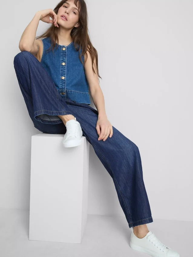 Joggebukser i denim med rette ben