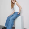 Joggebukser i denim med rette ben