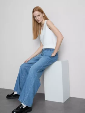 Joggebukser i denim med rette ben