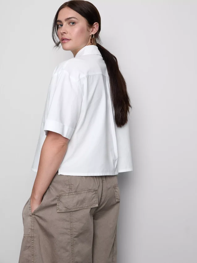 Kort, boksformet oxfordshorts med korte ermer