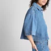 Kort, boksformet skjorte i bomullsdenim