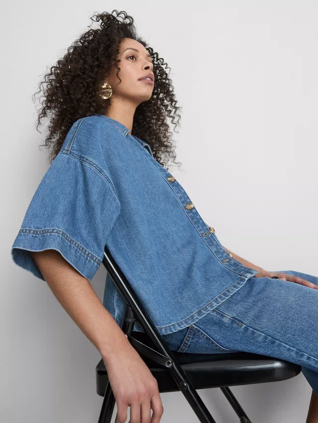 Kortærmet denimshort