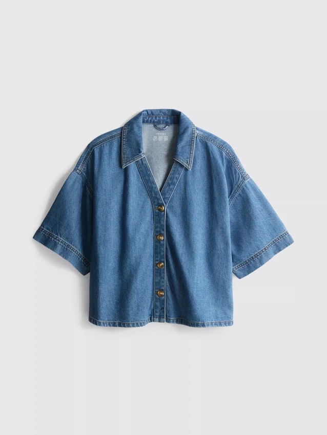 Kortærmet denimshort