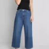 Korte jeans i denim med vide ben