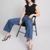 Korte jeans i denim med vide ben