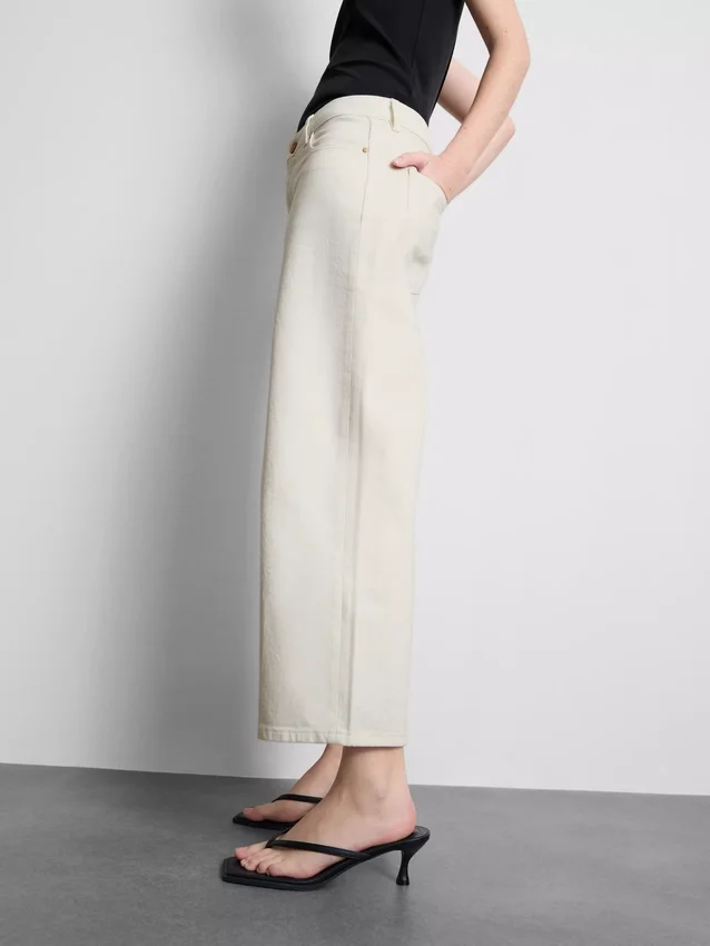 Korte jeans i denim med vide ben