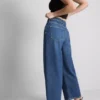 Korte jeans i denim med vide ben