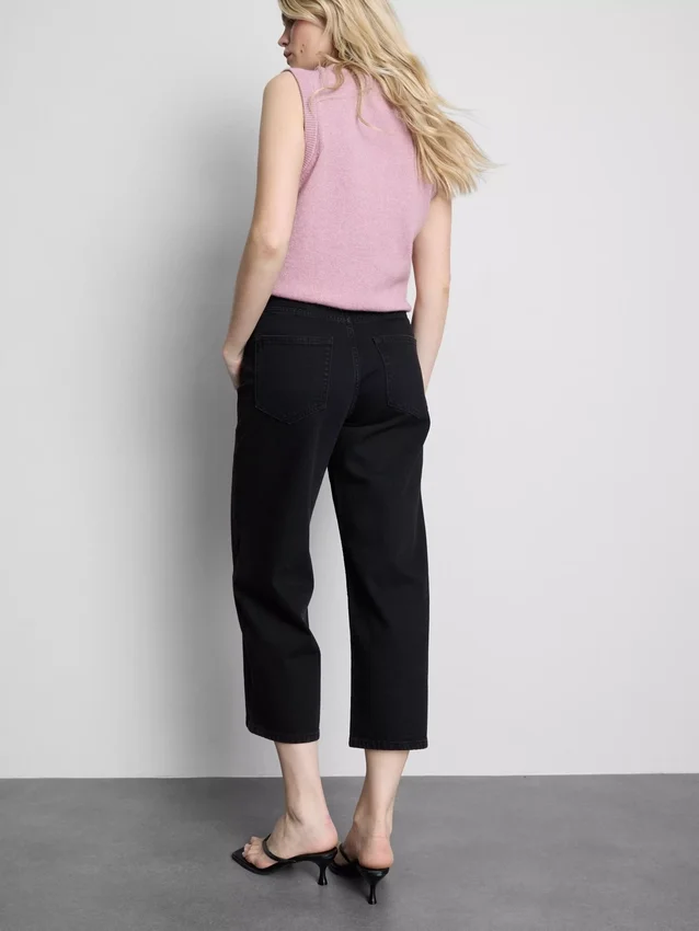 Korte jeans i denim med vide ben