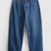 Korte jeans i denim med vide ben