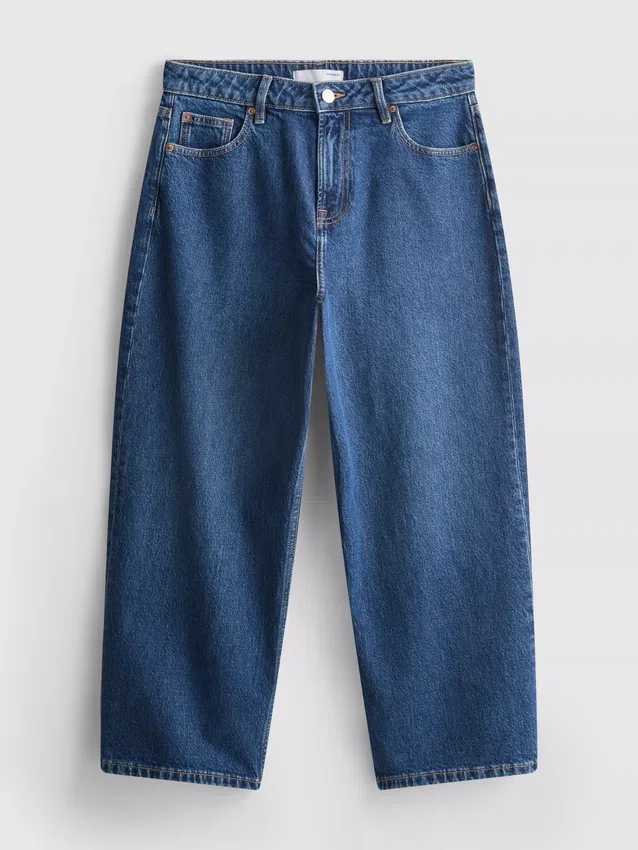 Korte jeans i denim med vide ben