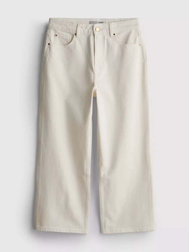 Korte jeans i denim med vide ben