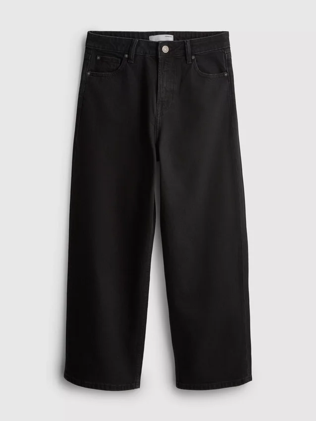 Korte jeans i denim med vide ben
