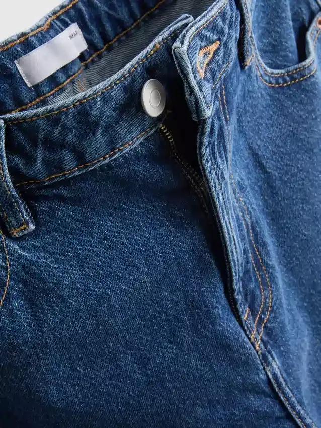 Korte jeans i denim med vide ben