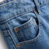 Korte jeans i denim med vide ben