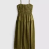 Lagdelt smock-maxidress