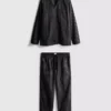 Lang pysjamaser i rutete poplin