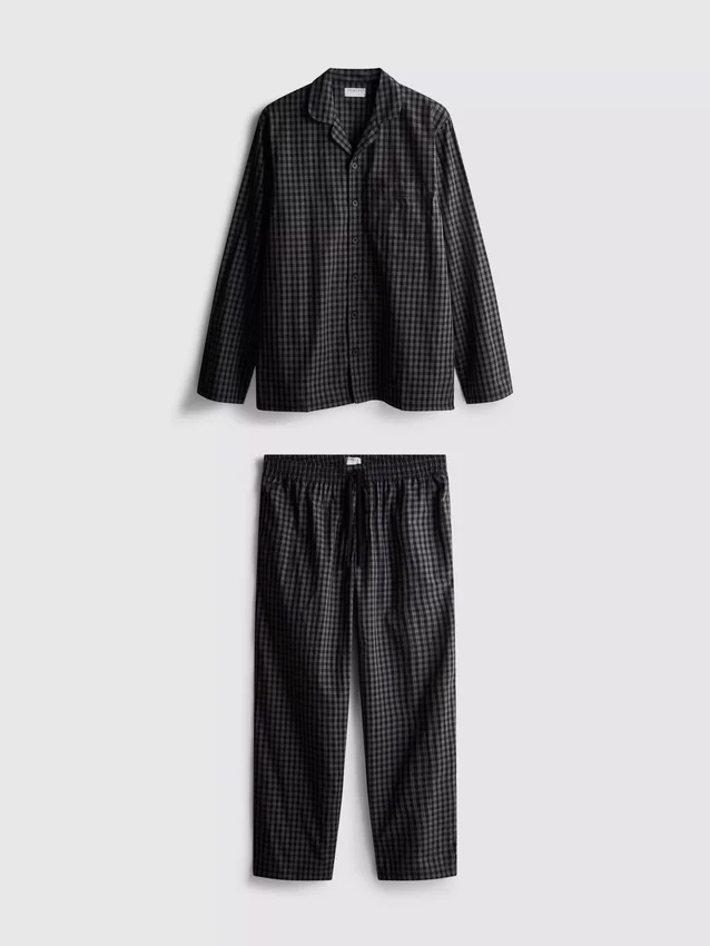 Lang pysjamaser i rutete poplin