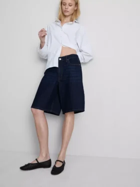 Lange bermudashorts i bomullsdenim