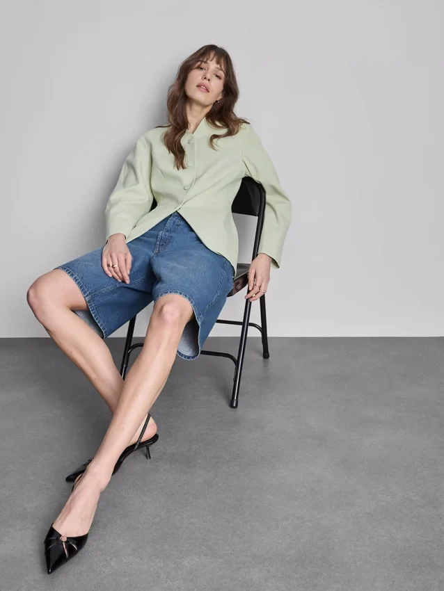 Lange bermudashorts i bomullsdenim