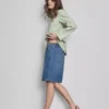 Lange bermudashorts i bomullsdenim