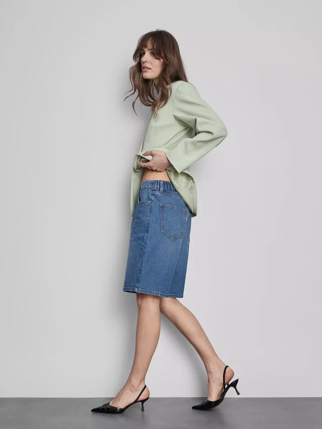 Lange bermudashorts i bomullsdenim