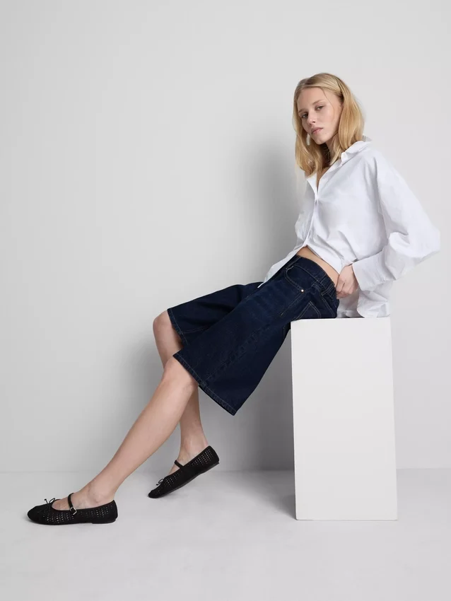 Lange bermudashorts i bomullsdenim