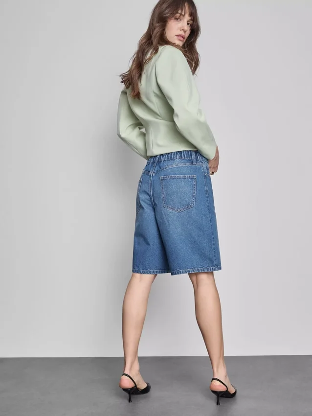 Lange bermudashorts i bomullsdenim