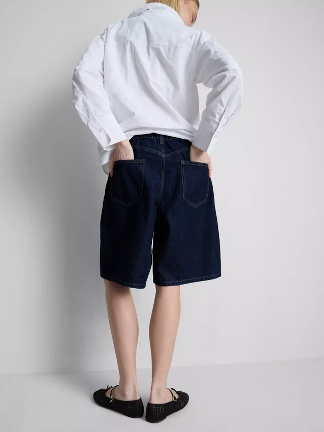 Lange bermudashorts i bomullsdenim