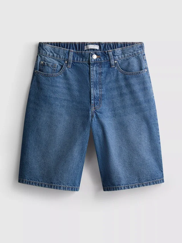 Lange bermudashorts i bomullsdenim
