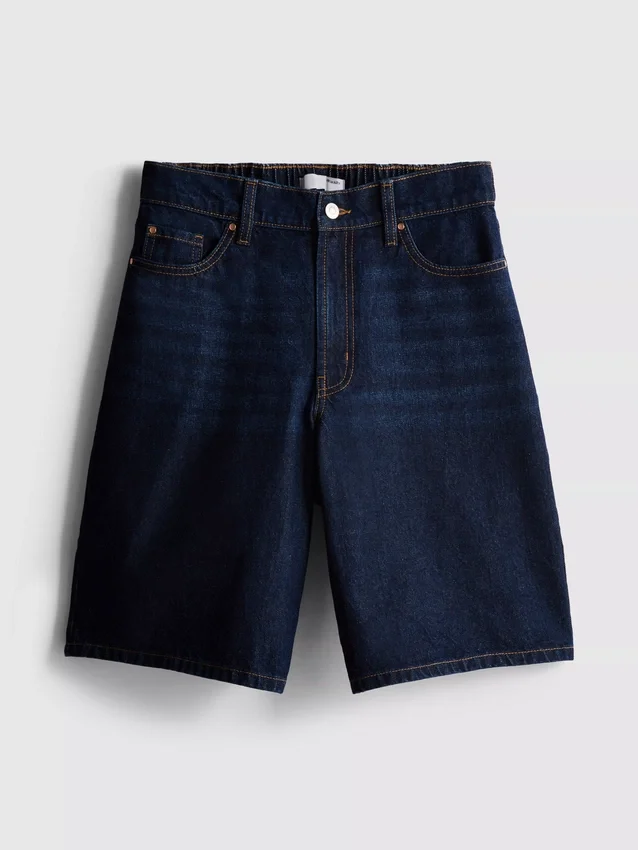 Lange bermudashorts i bomullsdenim