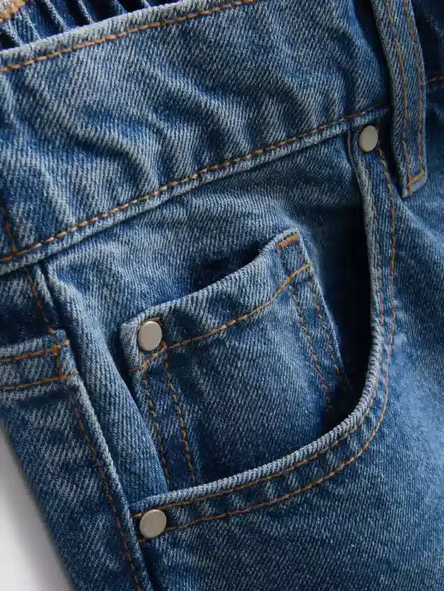 Lange bermudashorts i bomullsdenim