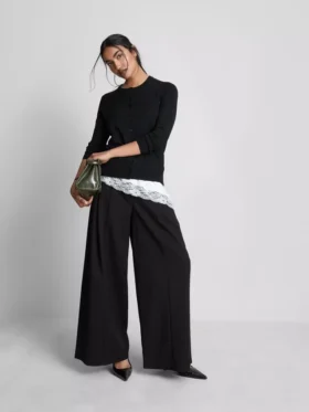 Langermet cardigan med rund hals