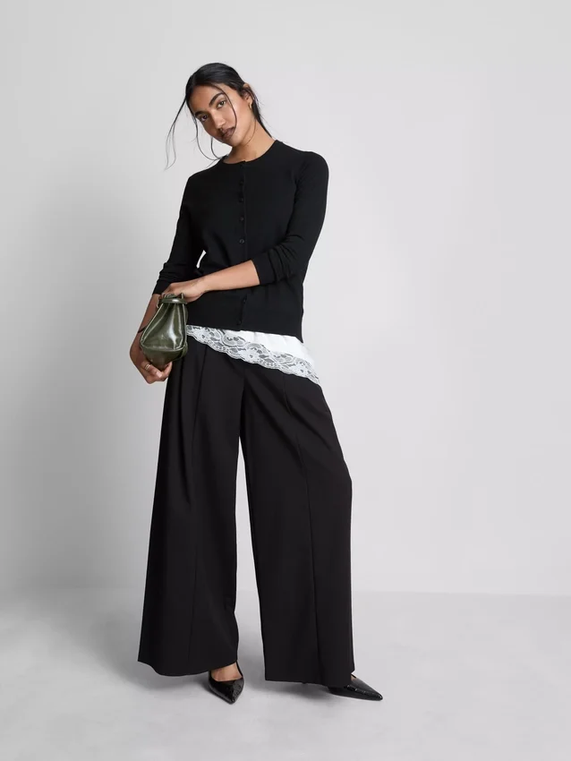 Langermet cardigan med rund hals