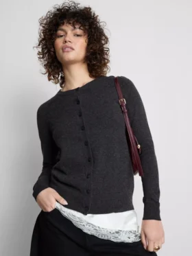 Langermet cardigan med rund hals