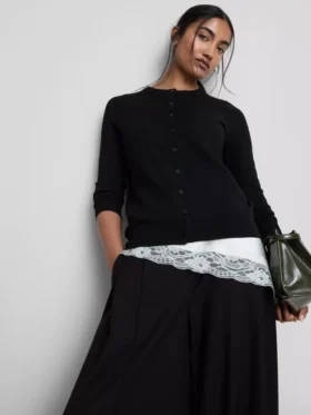 Langermet cardigan med rund hals