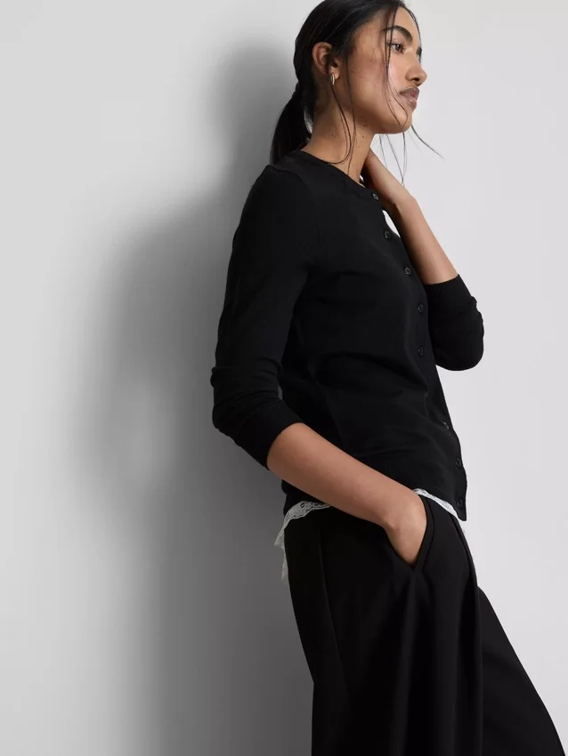 Langermet cardigan med rund hals