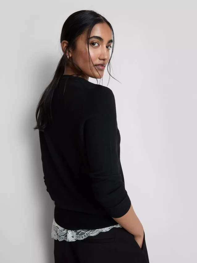 Langermet cardigan med rund hals