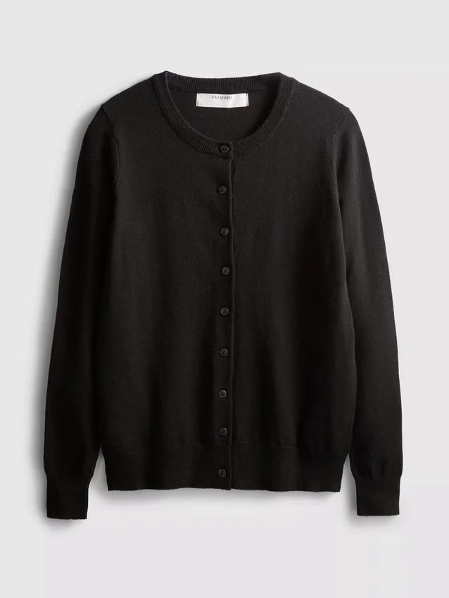 Langermet cardigan med rund hals