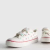 Lavt snøringssneakers i lerret med blomstermønster