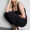 Leggings i krepp med stropper