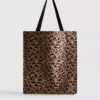 Leopardmønstret totebag i kanvas