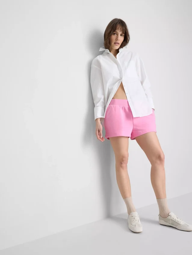 Loungeshorts i bomull med splittet kant
