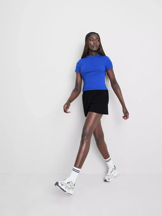 Loungeshorts i bomull med splittet kant