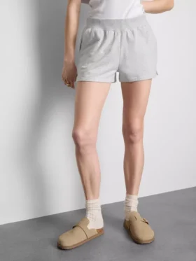Loungeshorts i bomull med splittet kant
